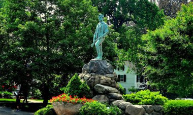 Lexington, MA: Minuteman Statue on Village Green clipart