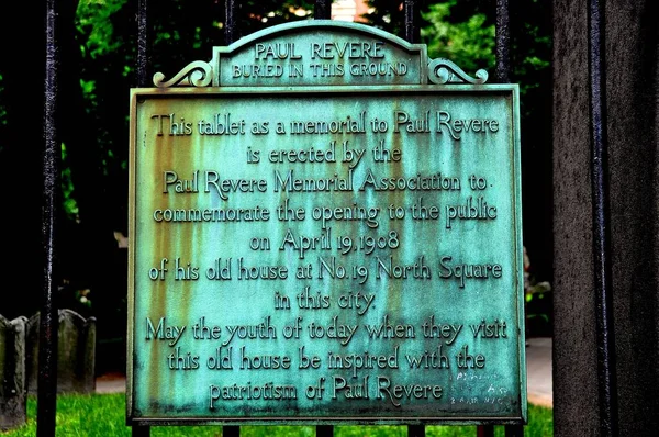 Boston, Ma: Historický znak o Paul Revere — Stock fotografie