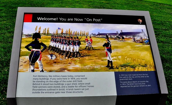 Baltimore, Maryland: Zabytkowy znak o Fort Mchenry — Zdjęcie stockowe