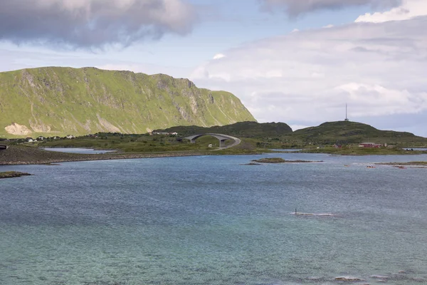 Pontes em Fredvang em Lofoten Noruega — Fotografia de Stock