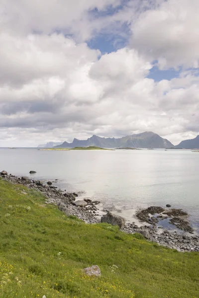 Visión general en Fredvang en Lofoten Noruega — Foto de Stock