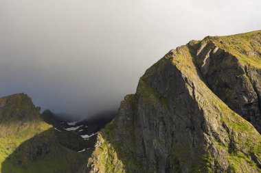Lofoten Norveç'te saatlerinde gece yarısı Eggum içinde Panorama