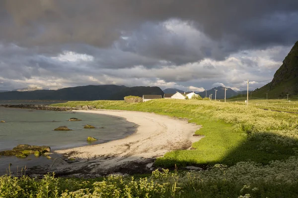 Panorama Eggum Meia Noite Lofoten Noruega — Fotografia de Stock