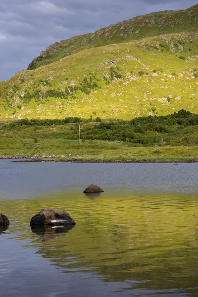 Panorama Eggum Vid Midnatt Lofoten Norge — Stockfoto