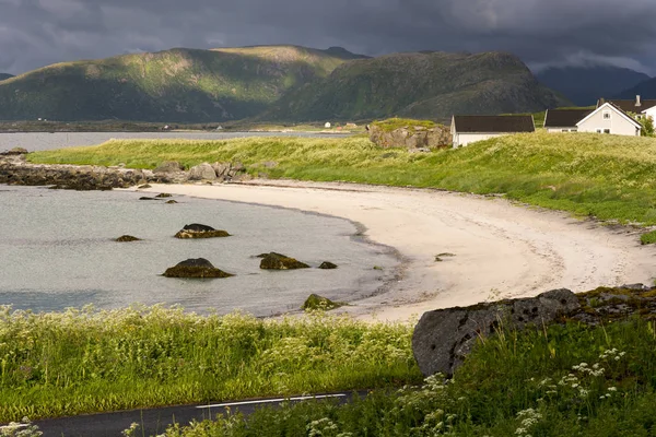 Panorama Eggum Medianoche Lofoten Noruega — Foto de Stock