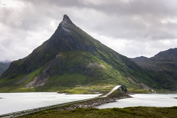 Panoramik Manzaralar Köprüler Lofoten Norveç Fredvang — Stok fotoğraf