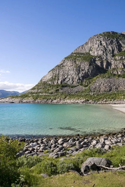 Panorama Wybrzeżu Henningsvaer Lofotach Norwegii — Zdjęcie stockowe