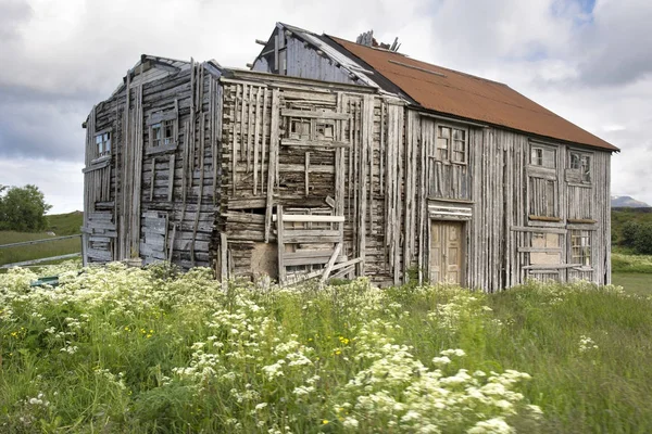 Starověké Dřevěný Dům Fredvang Regionu Lofoty Norsko — Stock fotografie