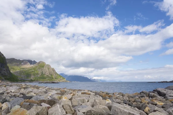 Panoramatický Pohled Pobřeží Ostrovech Reine Lofoten Norsku — Stock fotografie