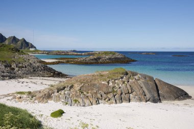 Andenes Norveç'te lofoten Adaları, tropik kumsalda genel bakış 