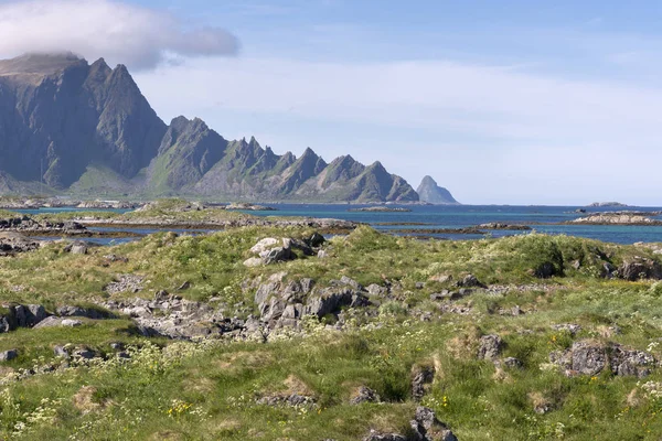 Overzicht Tropisch Strand Andenes Eilanden Van Lofoten Noorwegen — Stockfoto