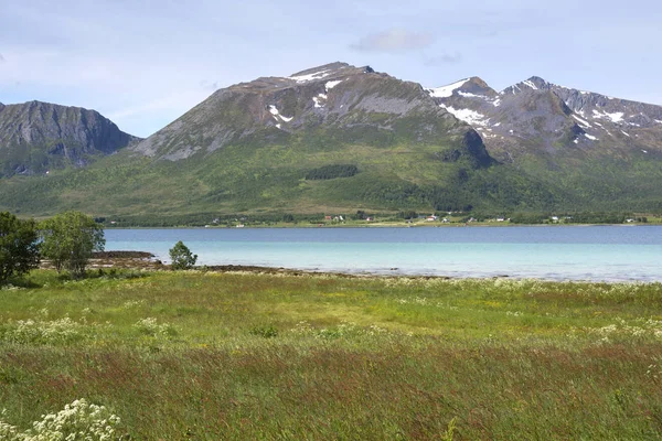Cestě Podél Pobřeží Niksund Ostrovy Lofoten Norsku — Stock fotografie