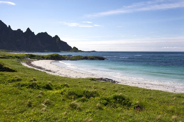 Visão Geral Praia Tropical Andenes Nas Ilhas Lofoten Norway — Fotografia de Stock