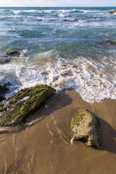 Mar Cristalino Olas Espumosas Las Playas Palermo Sicilia Italia — Foto de Stock