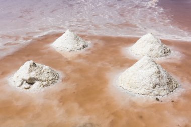 İtalya, Sicilya bölgesindeki Trapani, saltworks tuz toplama