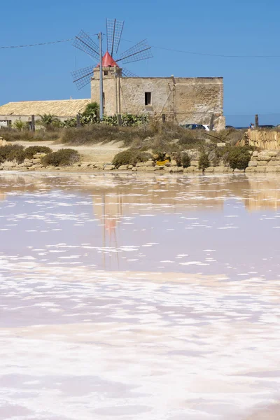 Recolección Sal Las Salinas Trapani Sicilia Italia — Foto de Stock