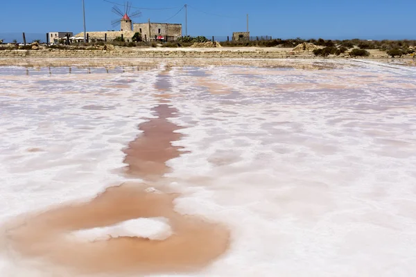 Raccolta Del Sale Presso Saline Trapani Sicilia — Foto Stock