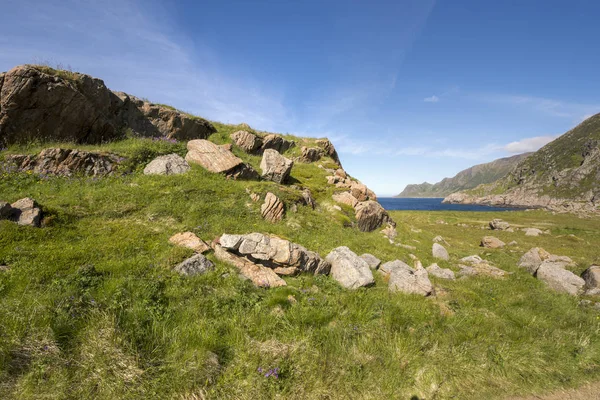 Panorama Montanha Nyksund Para Ilhas Lofoten Noruega — Fotografia de Stock