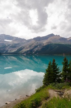 Alberta Kanada Icefield Parkway boyunca yay Gölü üzerine düşünceler 