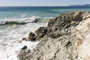 Liguria Varazze sahil üzerinde deniz manzarası