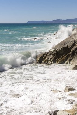 Liguria Varazze sahil üzerinde deniz manzarası