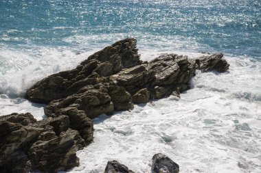 Liguria Varazze sahil üzerinde deniz manzarası