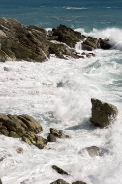Liguria Varazze sahil üzerinde deniz manzarası
