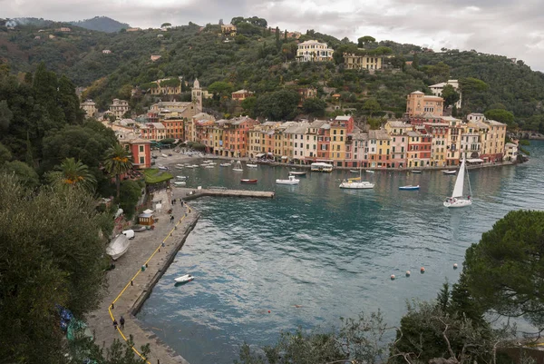 意大利热那亚Portofino海岸的风景 房屋和别墅 — 图库照片