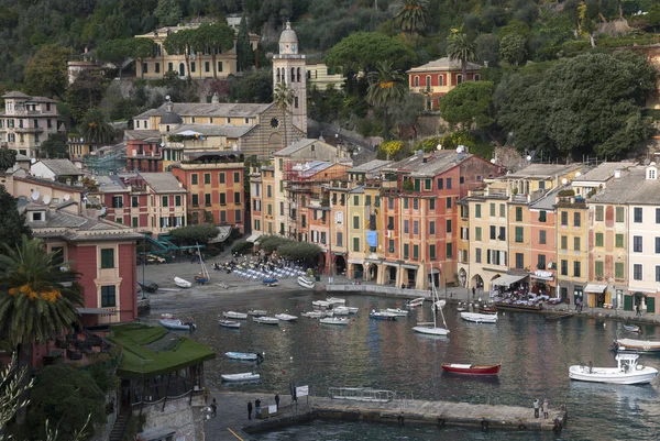 Talya Nın Cenova Kentindeki Portofino Kıyısındaki Manzaralar Evler Villalar — Stok fotoğraf