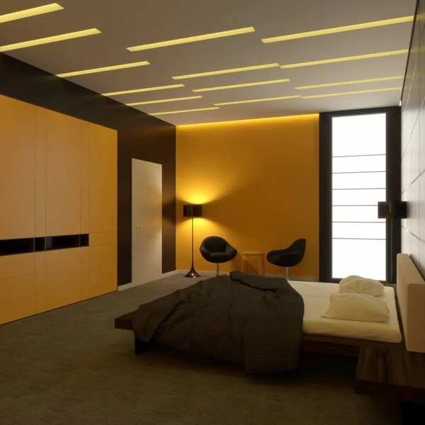 Kamar tidur dalam gaya minimalisme — Stok Foto