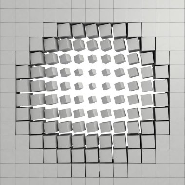 Beyaz arka plan üzerinde 3D küpleri kompozisyon