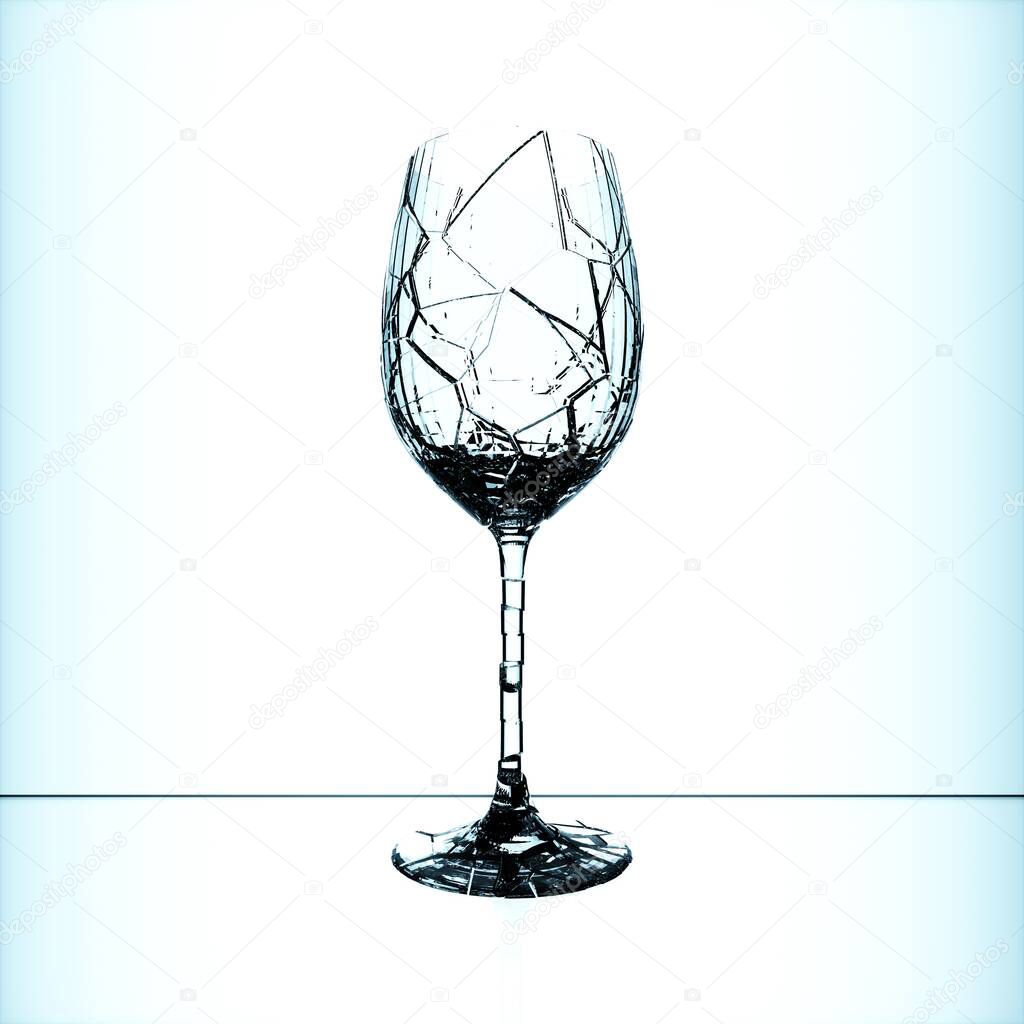 3D render. Glass goblets on a white background