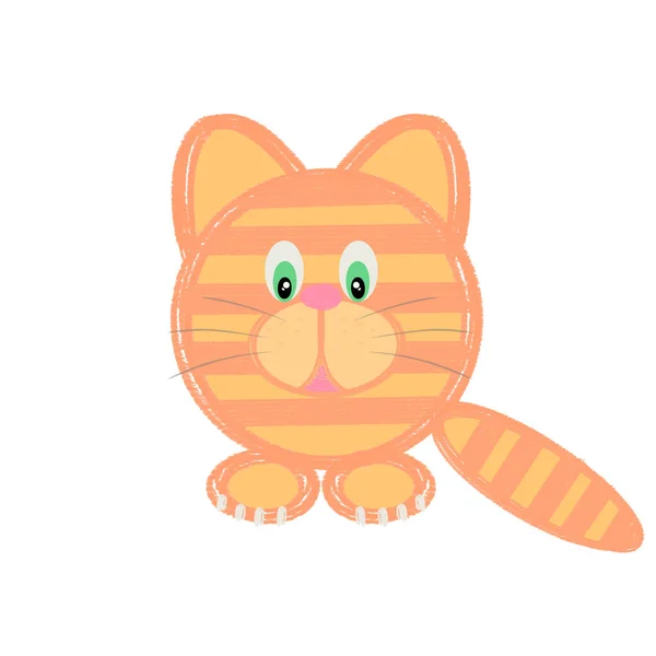 Funny Cartoon Drawing Red Cat — Stock Photo, Image