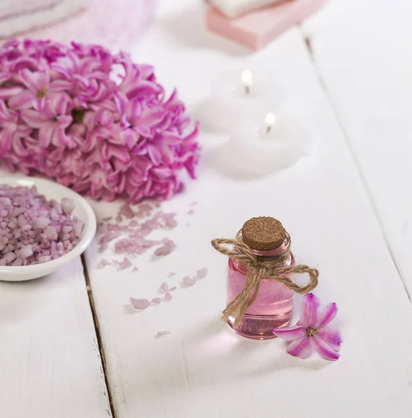 Spa bakgrund i olika rosa och vit. — Stockfoto