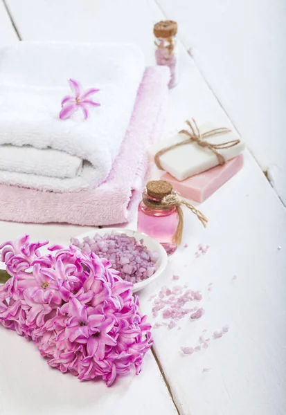 Spa bakgrund i olika rosa och vit. — Stockfoto