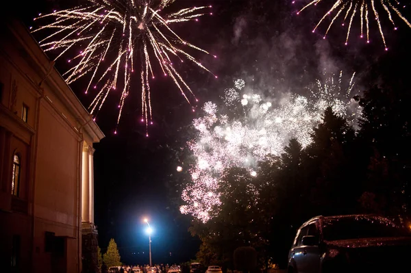 Fuegos Artificiales Festivos Cielo Nocturno — Foto de Stock