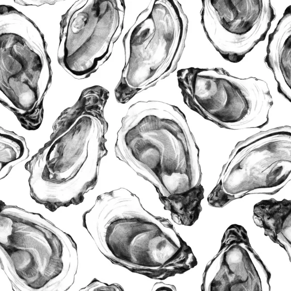Seamless background with oysters