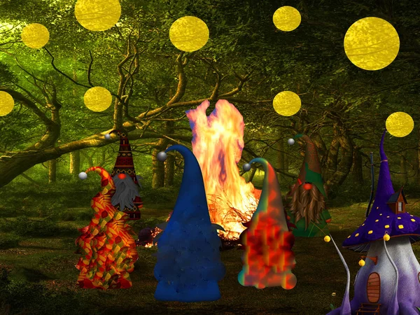 Dwarfs Around a Bonfire, Digital Art