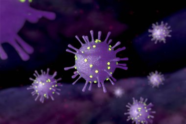 Coronavirus hastalığı 2019 (COVID-19), şiddetli akut solunum sendromu koronavirüsü 2 (SARS-CoV-2) kaynaklı bulaşıcı bir hastalıktır. Görüntü virüsün mikroskobik bir versiyonunu gösteriyor..