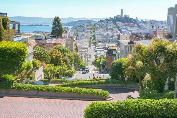 stock image Beautiful Lombard street in Russian hill, San Francisco, California, Usa