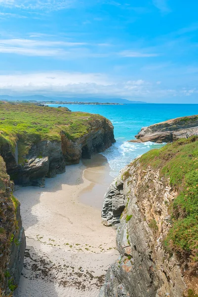 Plage Célèbre Des Cathédrales Playa Las Catedrales Ribadeo Galice Espagne — Photo