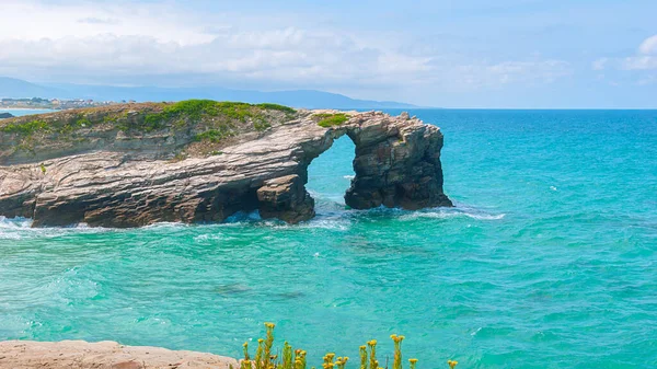 Διάσημη Παραλία Των Καθεδρικών Ναών Playa Las Catedrales Στο Ribadeo — Φωτογραφία Αρχείου