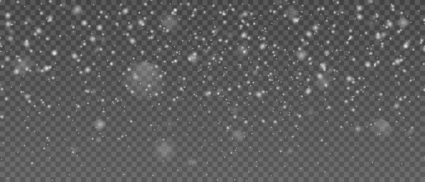 Kar düşen gerçekçi vektör örtüsü. Şeffaf bir şekilde izole edilmiş kış koleksiyonu dekorasyonunun Noel afişi için parlak kar taneleri arka planında. Stok vektörü