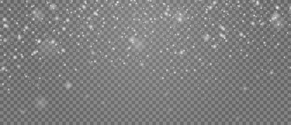 Vektör düşen kar örtüsü. Şeffaf üzerine izole edilmiş kış koleksiyonu dekorasyonunun Noel afişi için gerçekçi, parlak kar yağışı arka planı. Stok illüstrasyonu