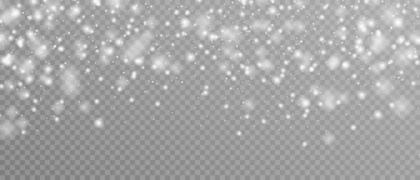 Kar düşen gerçekçi vektör örtüsü. Şeffaf bir şekilde izole edilmiş kış koleksiyonu dekorasyonunun Noel afişi için parlak kar taneleri arka planında. Stok vektörü