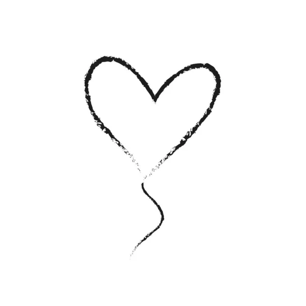 Ręcznie rysowany wektor Love Heart kształt balon element graficzny. Szkic czarny Walentynki lub ramka farby ślubnej — Wektor stockowy