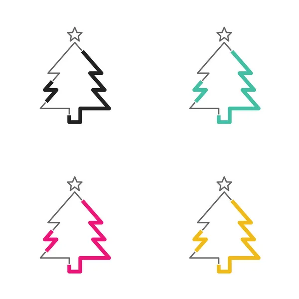 Weihnachtsbaum-Ikone Neon-Licht-Stil — Stockvektor