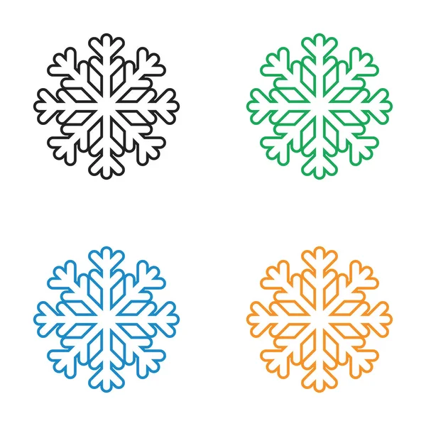 Noël flocons de neige icône style ligne — Image vectorielle