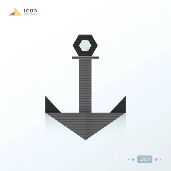 Anchor icona origami colore nero — Vettoriale Stock