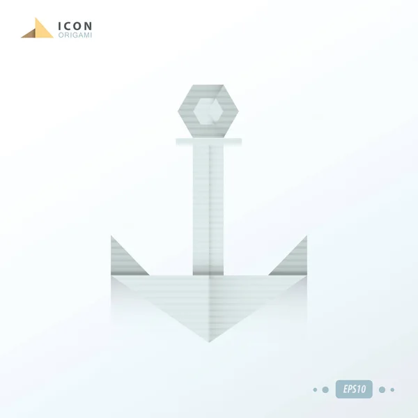 Anchor icona origami colore bianco — Vettoriale Stock